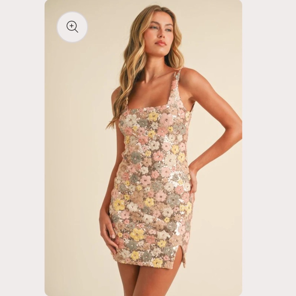 Floral Sequin Mini Dress